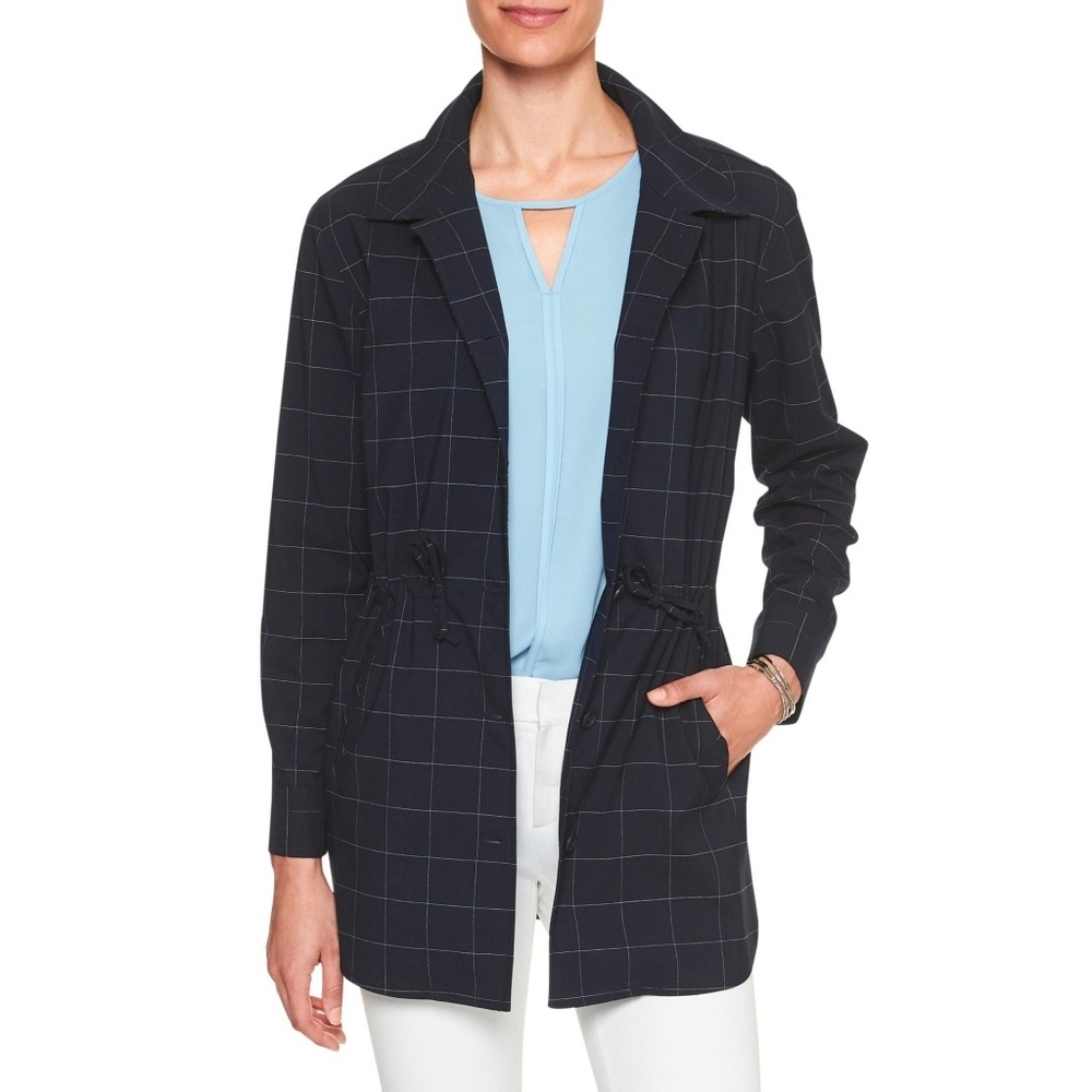 Banana Republic Windowpane Drawstring Shirt Jacket